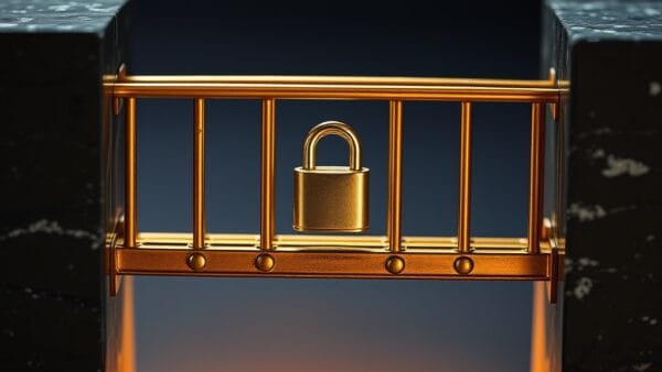 Maquette de pont en laiton solide entre deux blocs de granite avec cadenas de securite