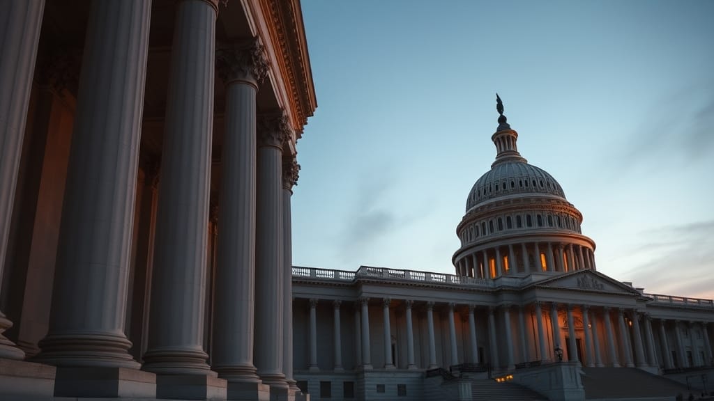 Digital Asset Market Clarity Act : vote senatorial avant fin juin 1 Le Capitole americain au crepuscule, symbole du vote senatorial sur la crypto