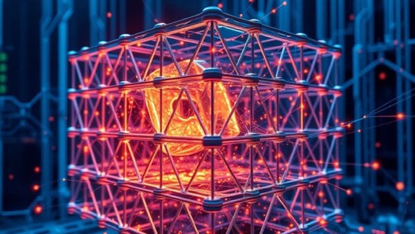 Représentation abstraite d'une attaque quantique sur la sécurité cryptographique de Bitcoin