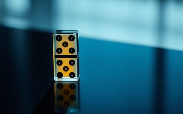 Deux dominos en verre côte à côte, métaphore du basculement Solana et Ethereum