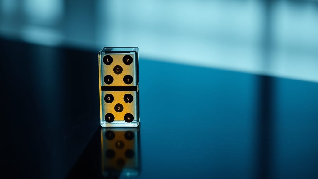 Deux dominos en verre côte à côte, métaphore du basculement Solana et Ethereum