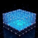 Représentation abstraite de la cryptographie post-quantique : structure cristalline en treillis symbolisant la résistance quantique