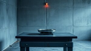 XRP grimpe de 4 % et teste la résistance à 1,10 $ 17 Balance en acier brossé posée sur un établi en ardoise, lumière froide bleu-gris et accent rouge.