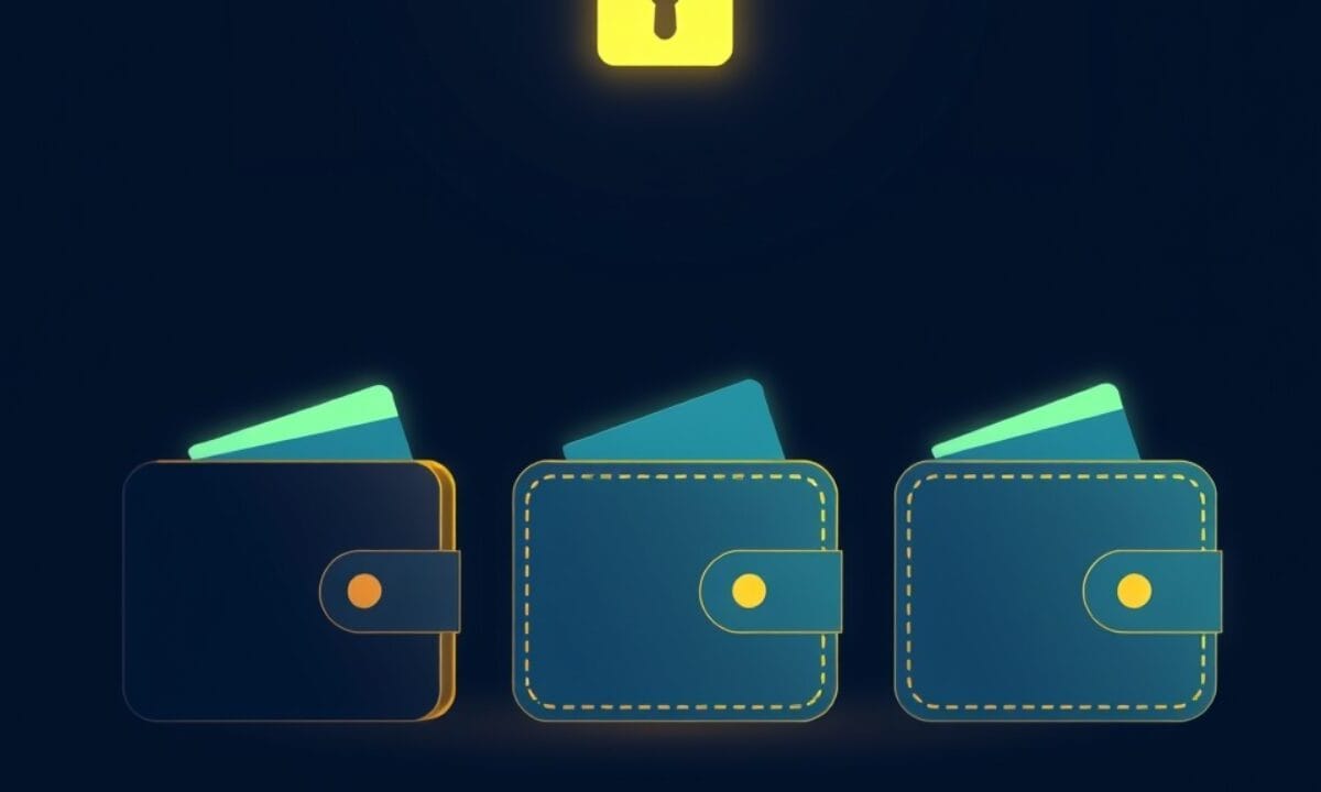 Meilleur hardware wallet 2026 : le comparatif des cold wallets (Ledger, Trezor, Tangem) 1 Illustration éditoriale de trois hardware wallets crypto stylisés sur fond sombre