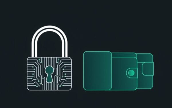 Illustration éditoriale de la gamme de hardware wallets Trezor sur fond sombre