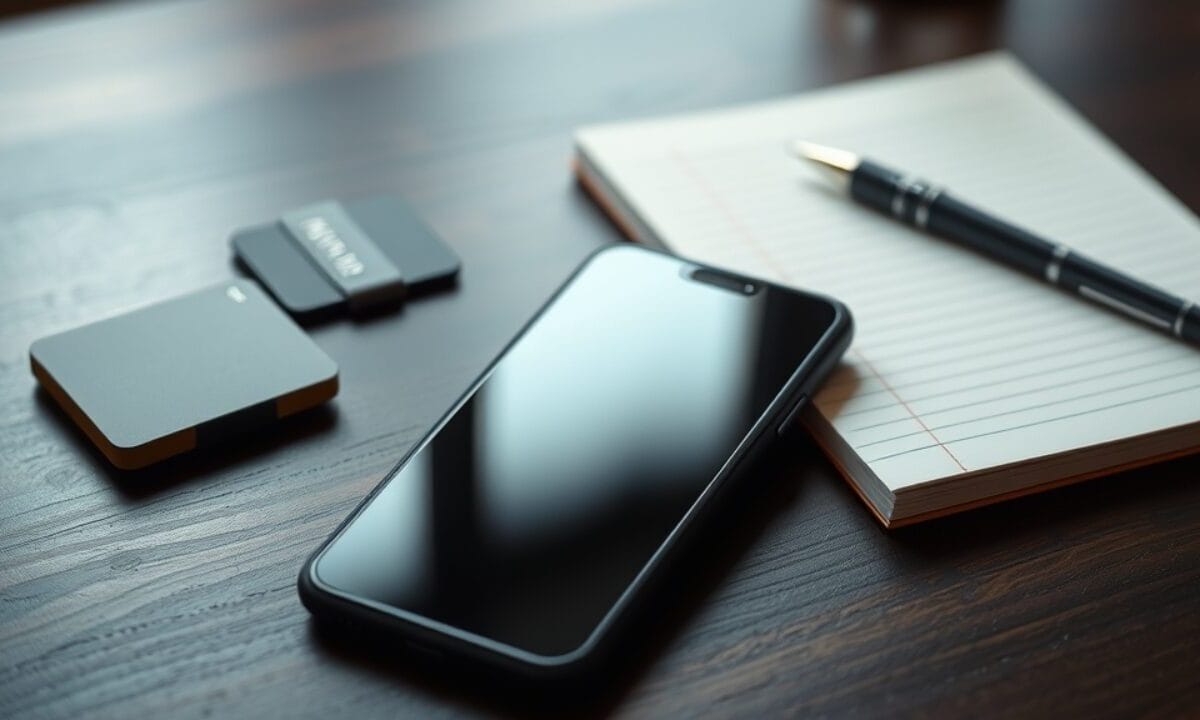 Trust Wallet est-il fiable ? Avis 2026 après le piratage à 8,5 M$ 1 Smartphone posé près d'un portefeuille matériel, d'une carte NFC et d'un carnet fermé sur un bureau en bois